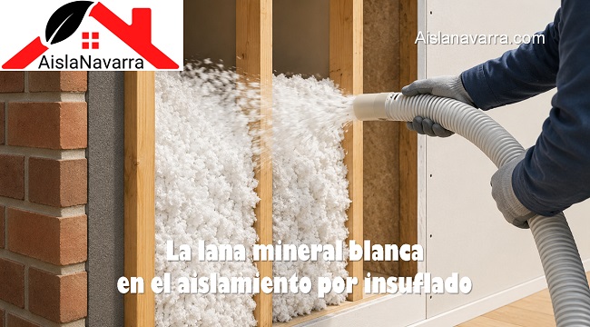 la lana mineral blanca en el aislamiento por insuflado